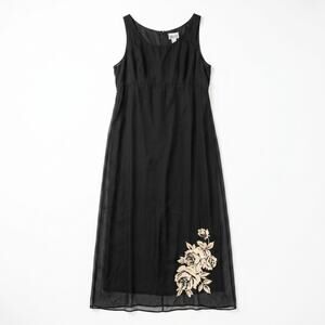 Robbie Bee Black 100% Silk Maxi Dress & Jacket Set | Size 14